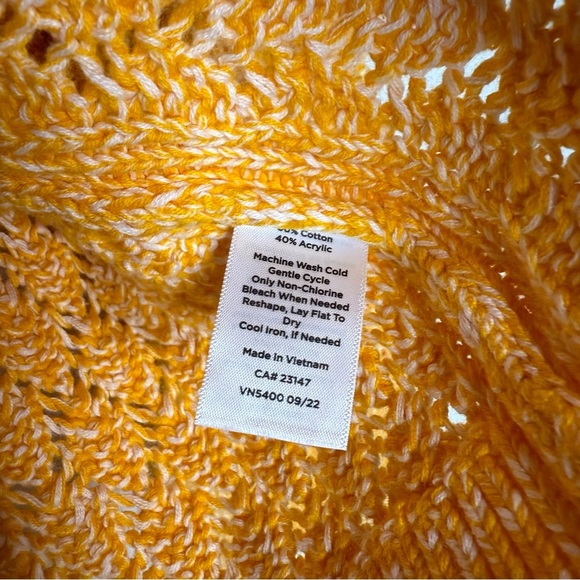 Talbots Women’s XL Open Knit Sweater Yellow Cotton Blend NWT - Picture 3 of 5